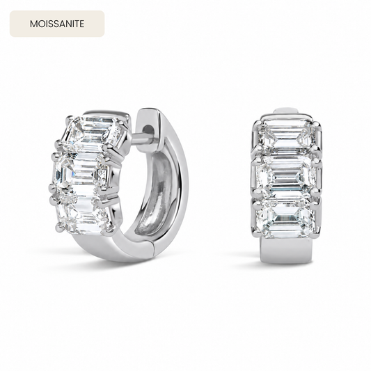 The Trio Emerald Cut Chunky Huggies