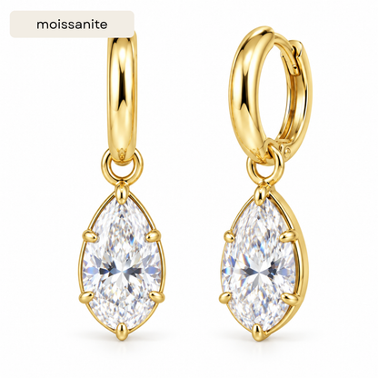 The Elena Pear Drop Hoop