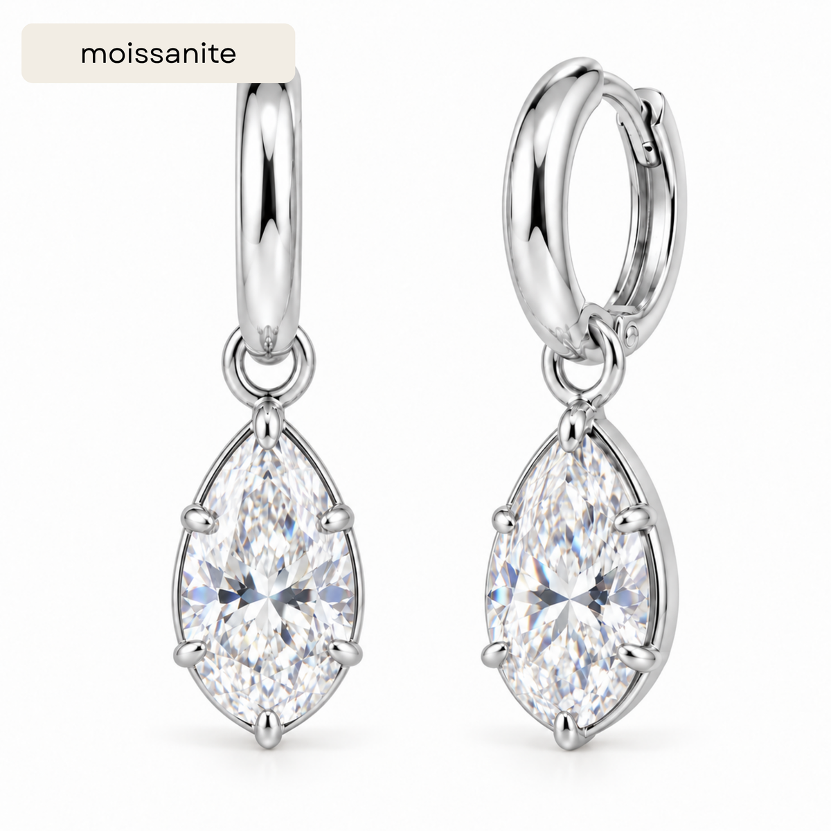 The Elena Pear Drop Hoop