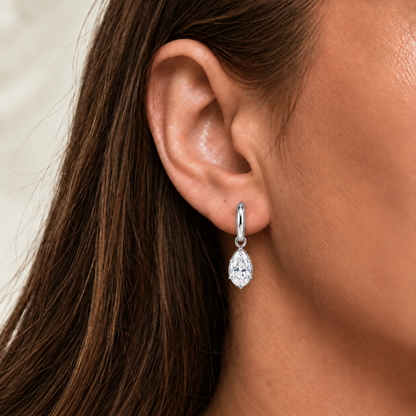 The Elena Pear Drop Hoop